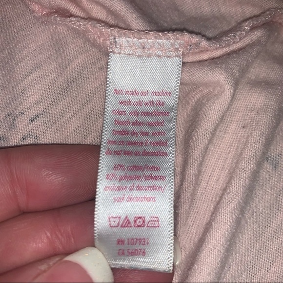 JUSTICE Pink Cat Print V Neck T-shirt size 14 - Picture 5 of 5